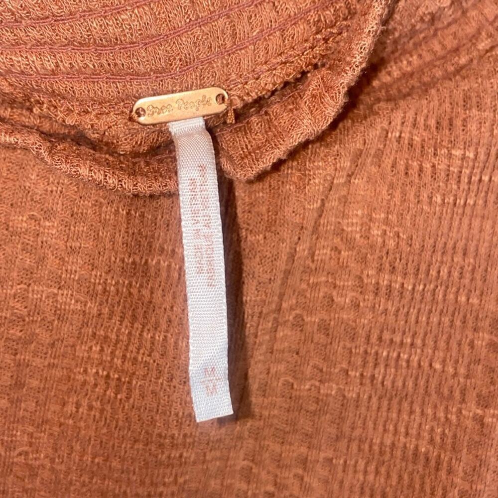 Free People Boulevard Ruffle long sleeve mock neck turtle neck Top in Coral - Picture 4 of 7